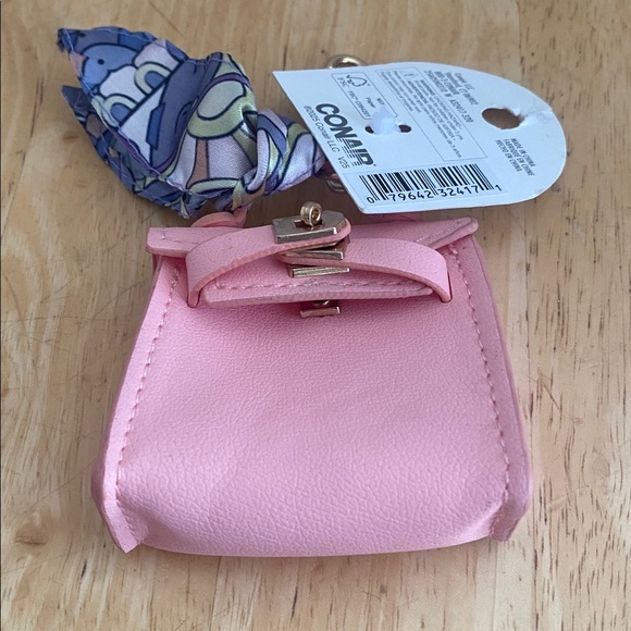 Pink Mini Bag Charm with turn lock and small scarf NWT Can use for airpods, cash - Picture 4 of 5